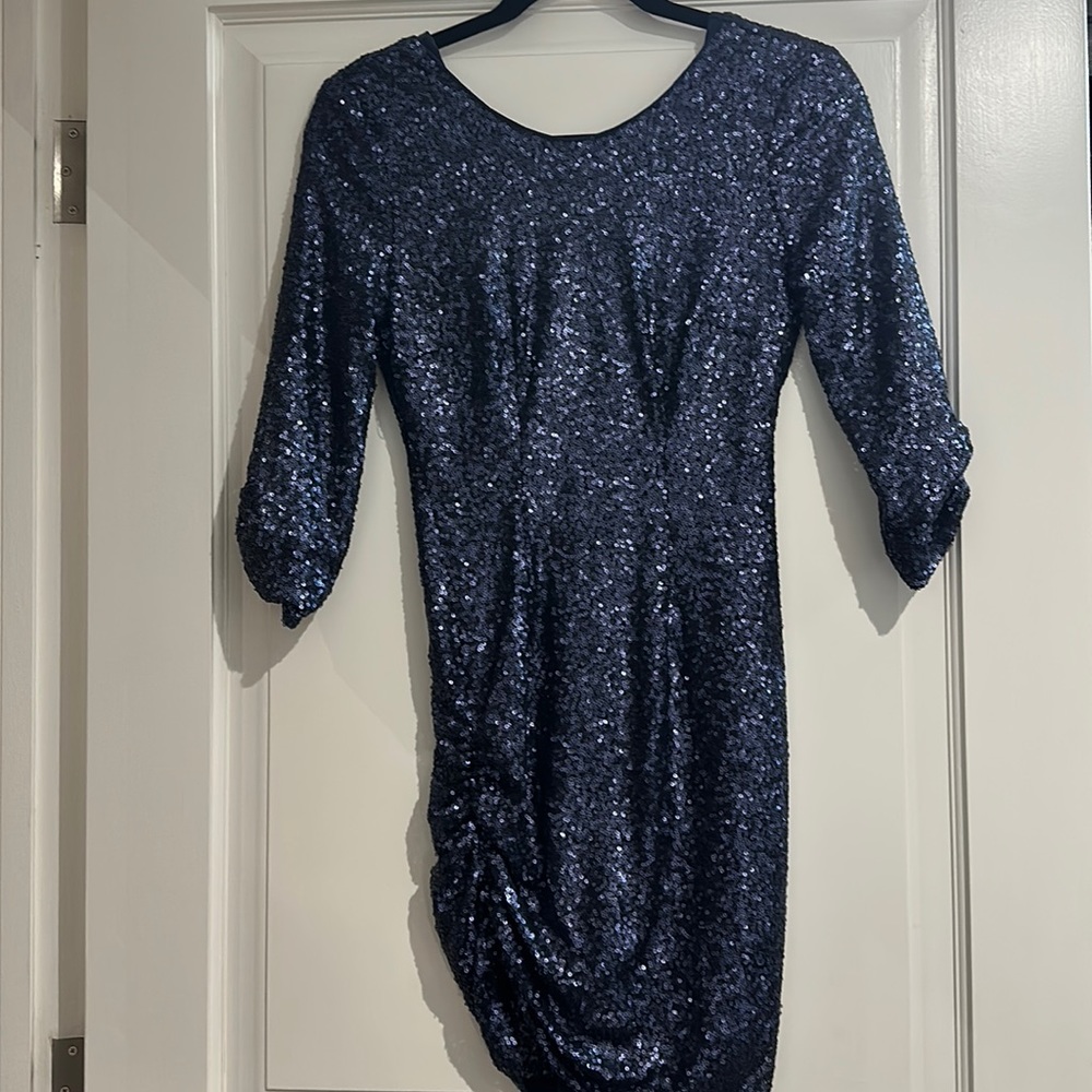 Navy sequin dress